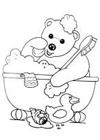 coloriage nounours dans son bain
